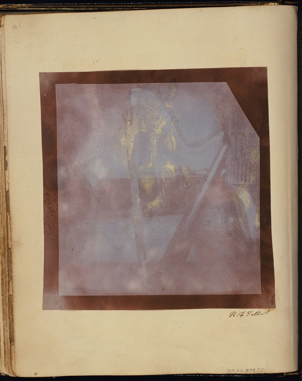 Amelina's Harp in the Library, Lacock Abbey by William Henry Fox Talbot