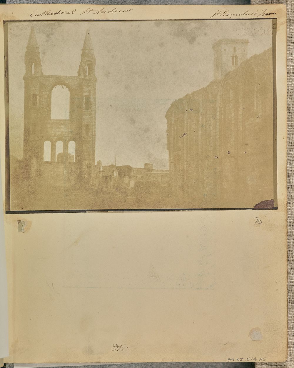 The East Gable and South Aisle of St. Andrews Cathedral with St. Regulus Tower, from the Northwest. by William Holland…