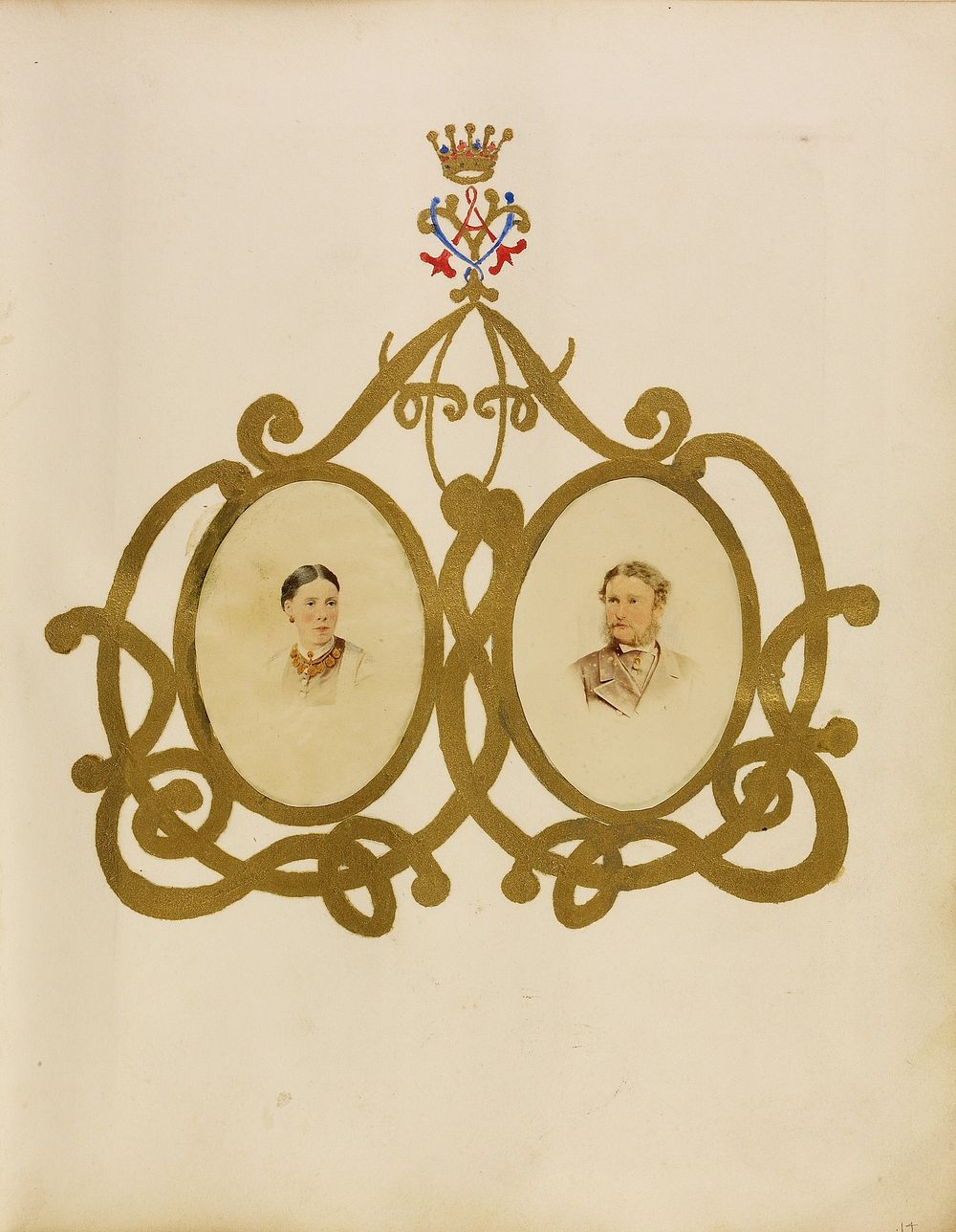 Collage of Lord and Lady Yarborough beneath Lady Yarborough's monogram