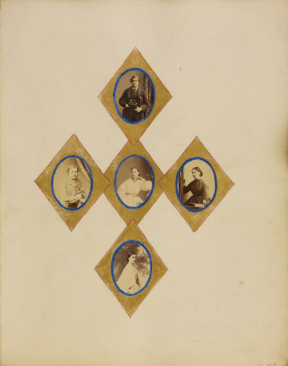 Photo collage of five portraits arranged into a diamond