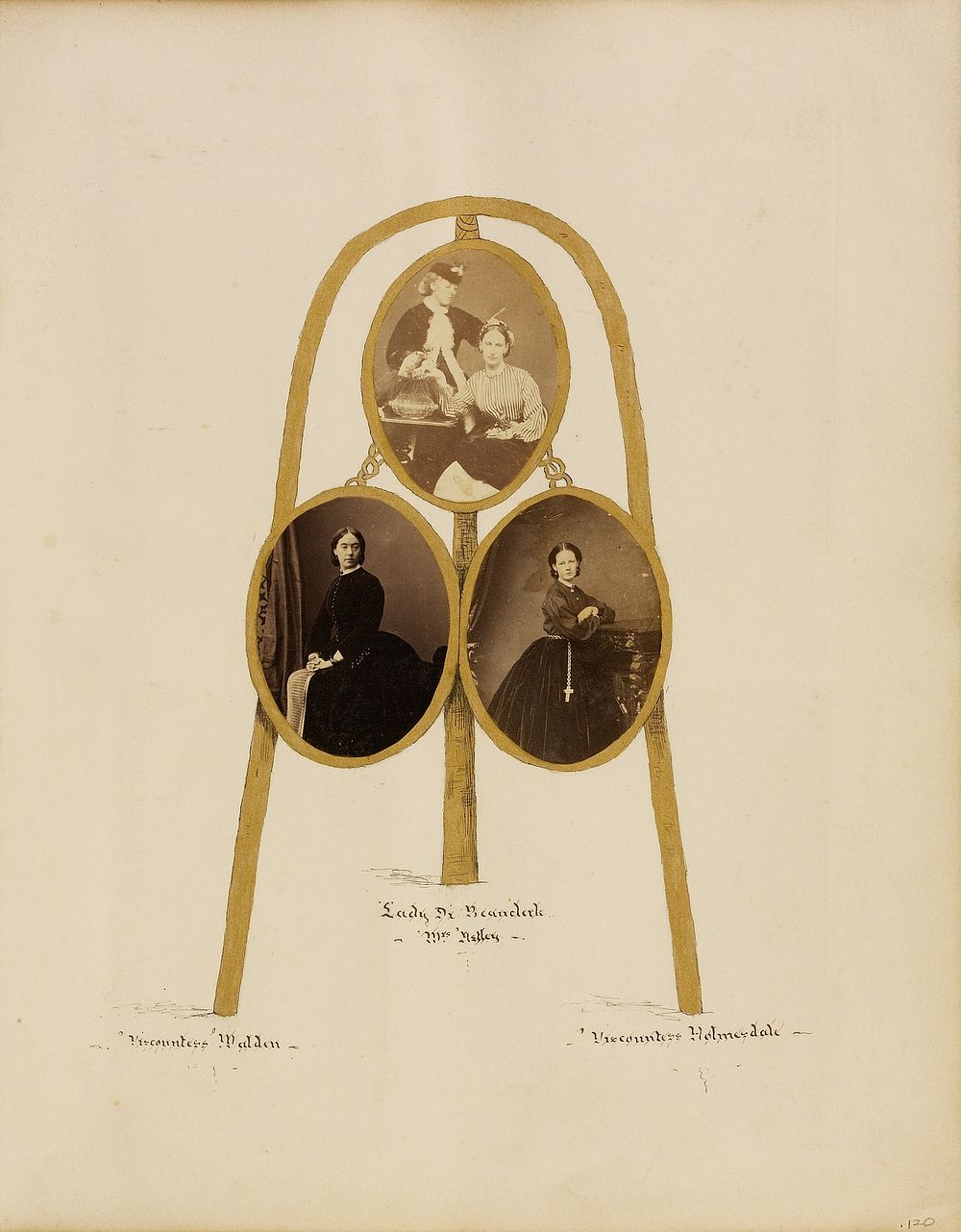 Photo collage including Viscountess Malder, Lady Beauclerk, Mrs. Astley, and Viscountess Holmesdale by Camille Silvy