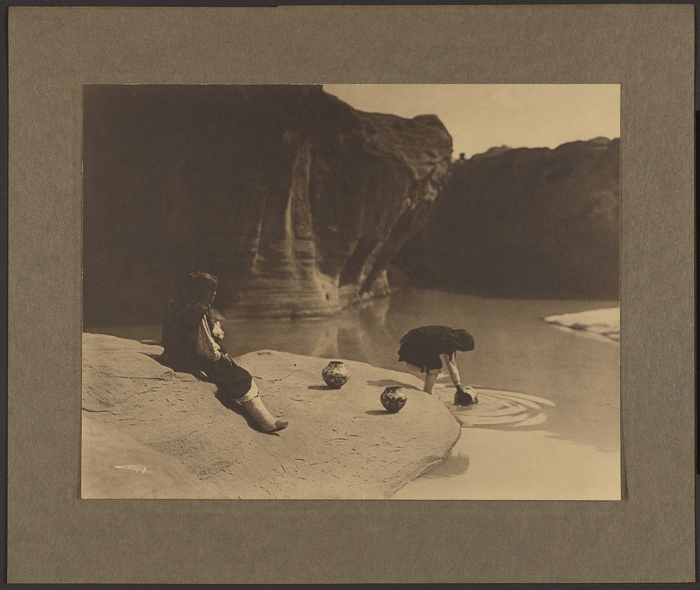 At the Old Well of Acoma by Edward S Curtis