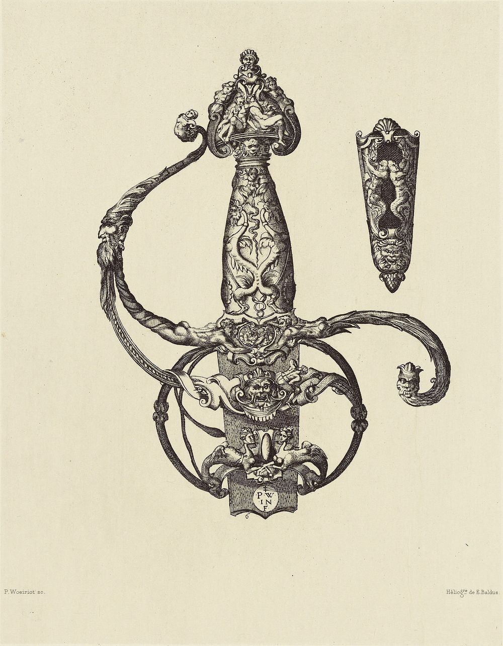 Design for a Sword Hilt by Pierre Woeiriot by Édouard Baldus
