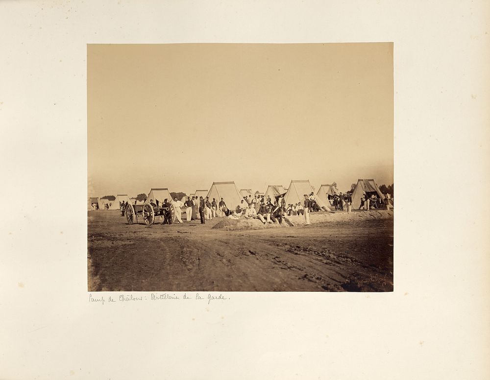 Camp de Châlons: Quarters of the artillery of the Imperial Guard. by Gustave Le Gray