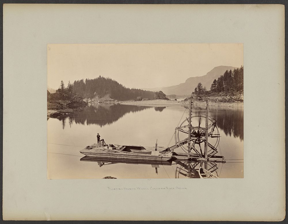 Floating Salmon Wheel, Columbia River, Oregon by Carleton Watkins