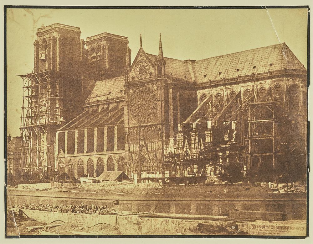 South side of Notre-Dame, Paris, during restoration by Hippolyte Bayard
