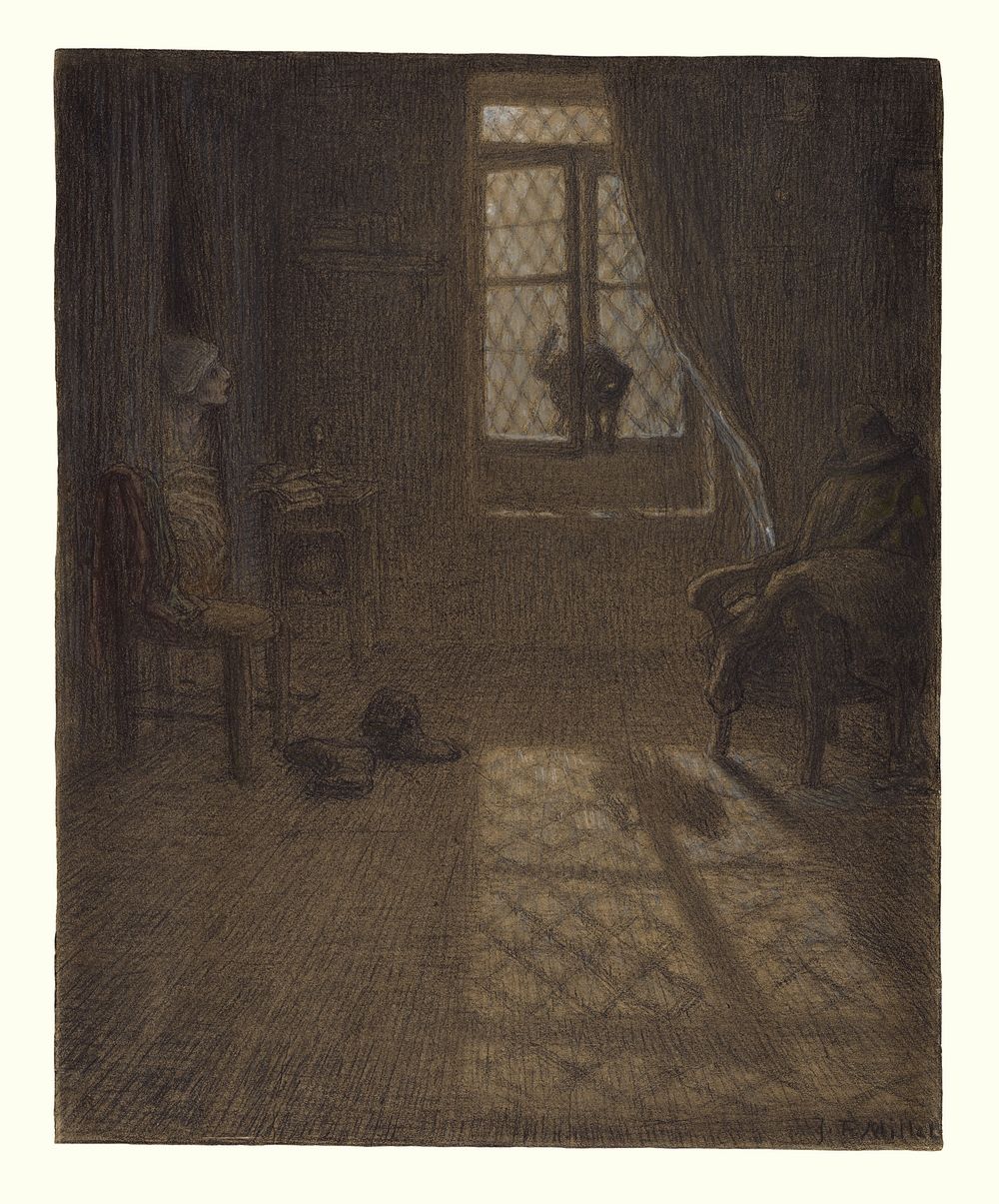 "Le chat" or The Cat at the Window by Jean François Millet