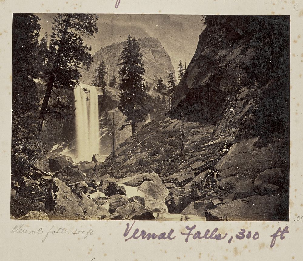 Piwyac - The Vernal Fall - 300 feet, Yosemite Valley, Mariposa County, CAL. (No.21) by Carleton Watkins