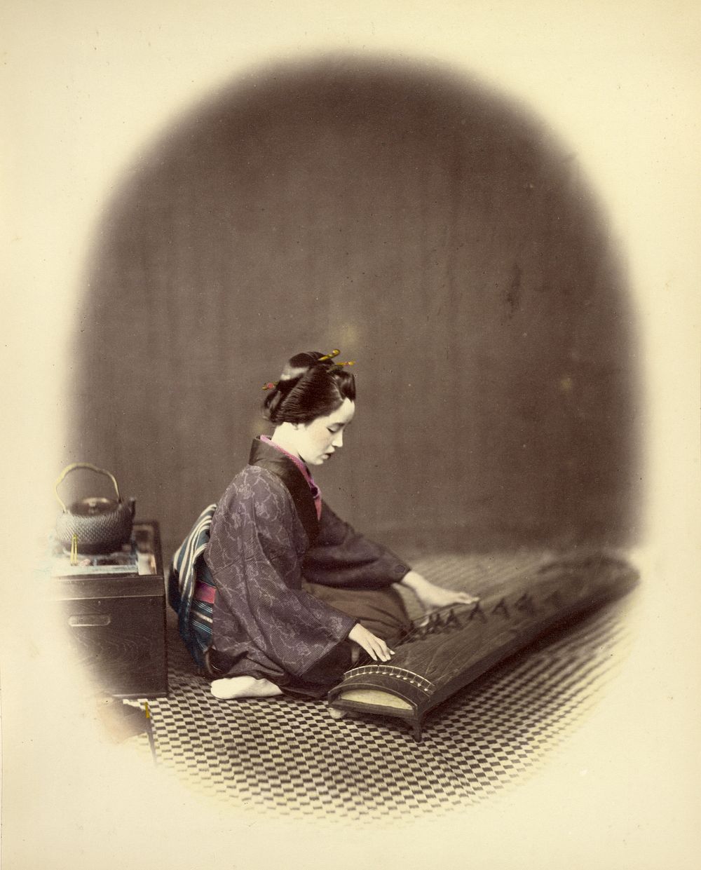 Girl Playing the Koto by Felice Beato