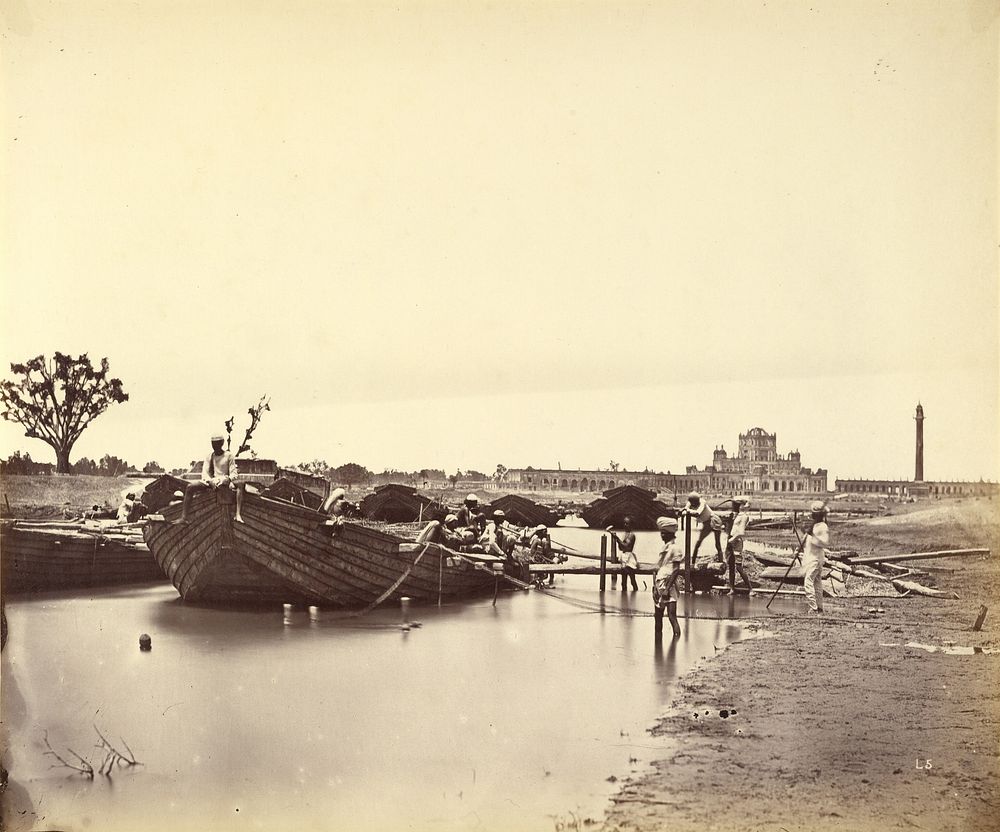 Bridge of Boats Over the Gomti River by Felice Beato and Henry Hering