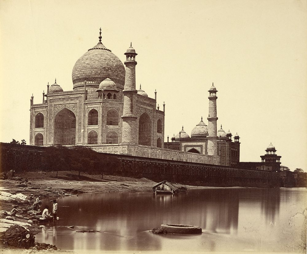 The Taj Mahal from the River by Felice Beato and Henry Hering