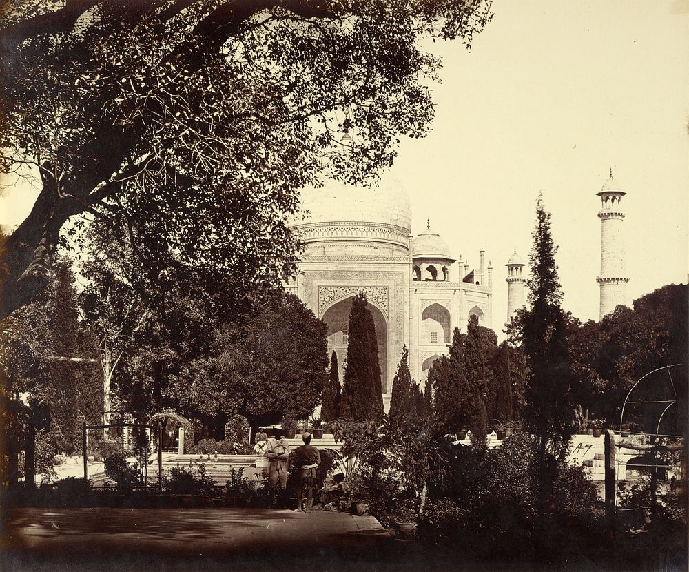 The Taj Mahal from the Fountains by Felice Beato and Henry Hering