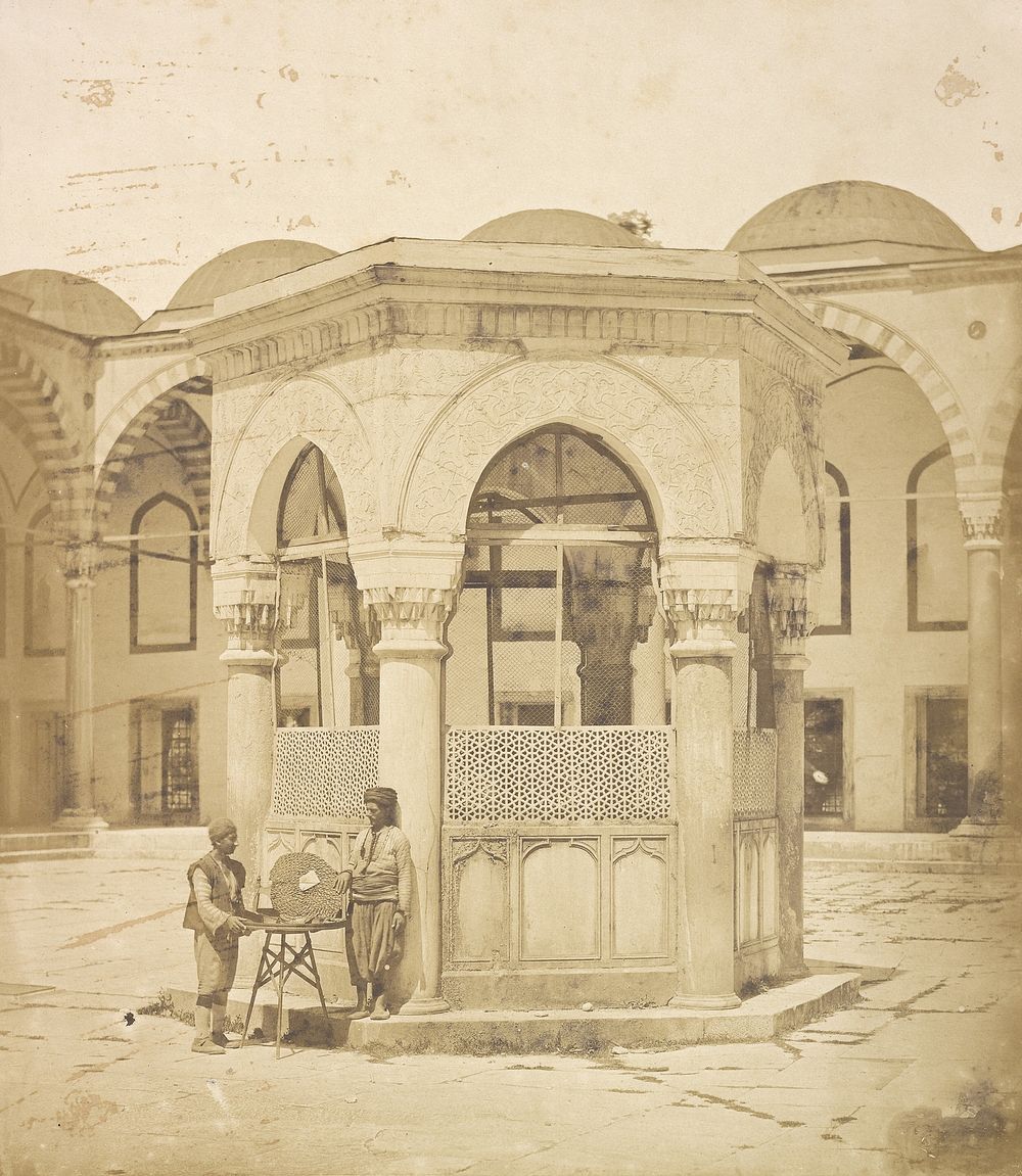 Ablution fountain in the courtyard of the New Mosque by James Robertson and Felice Beato