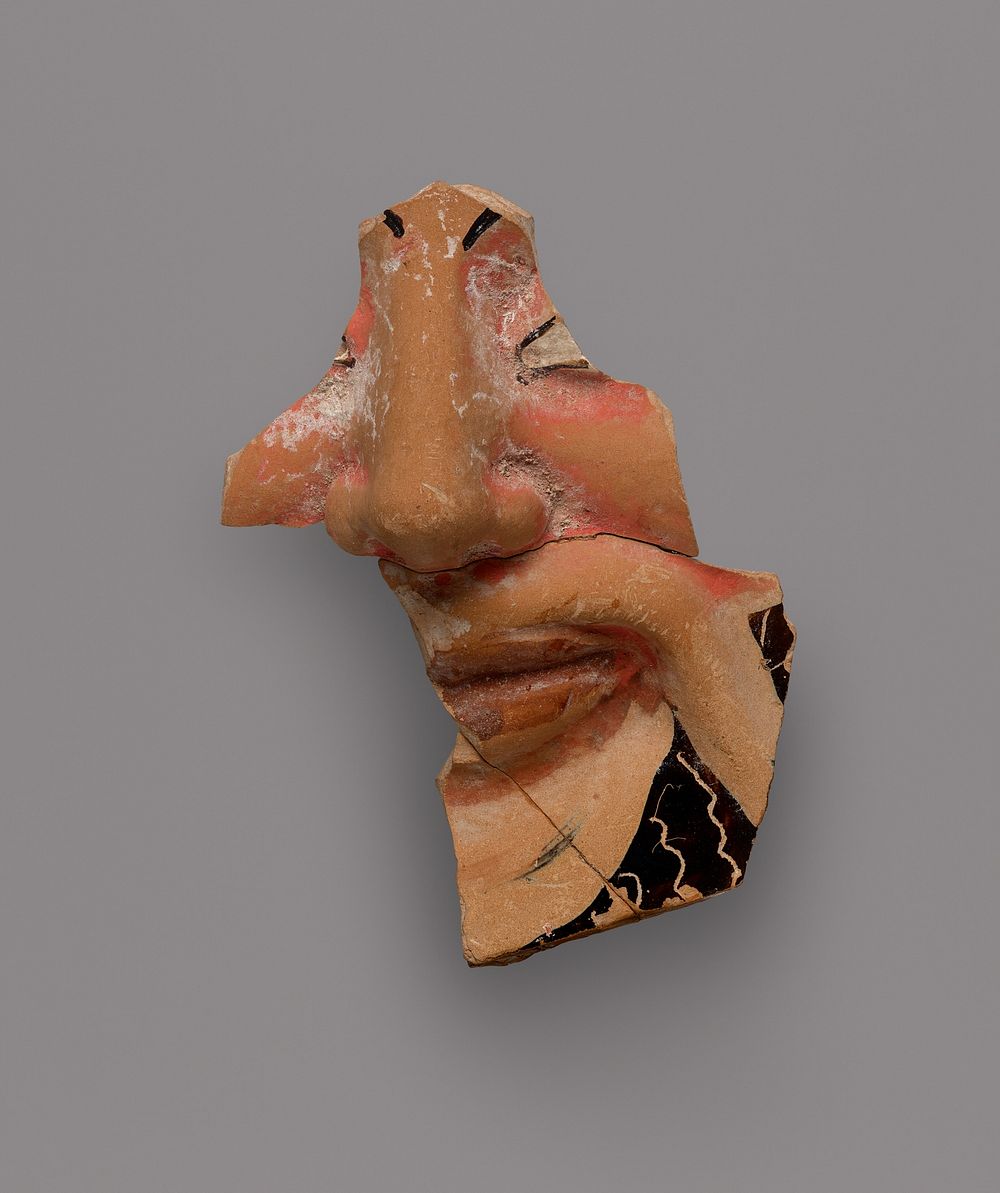 Fragment of a Black-Glaze Kantharos with Mask of Dionysos (part of 81.AE.195.A)