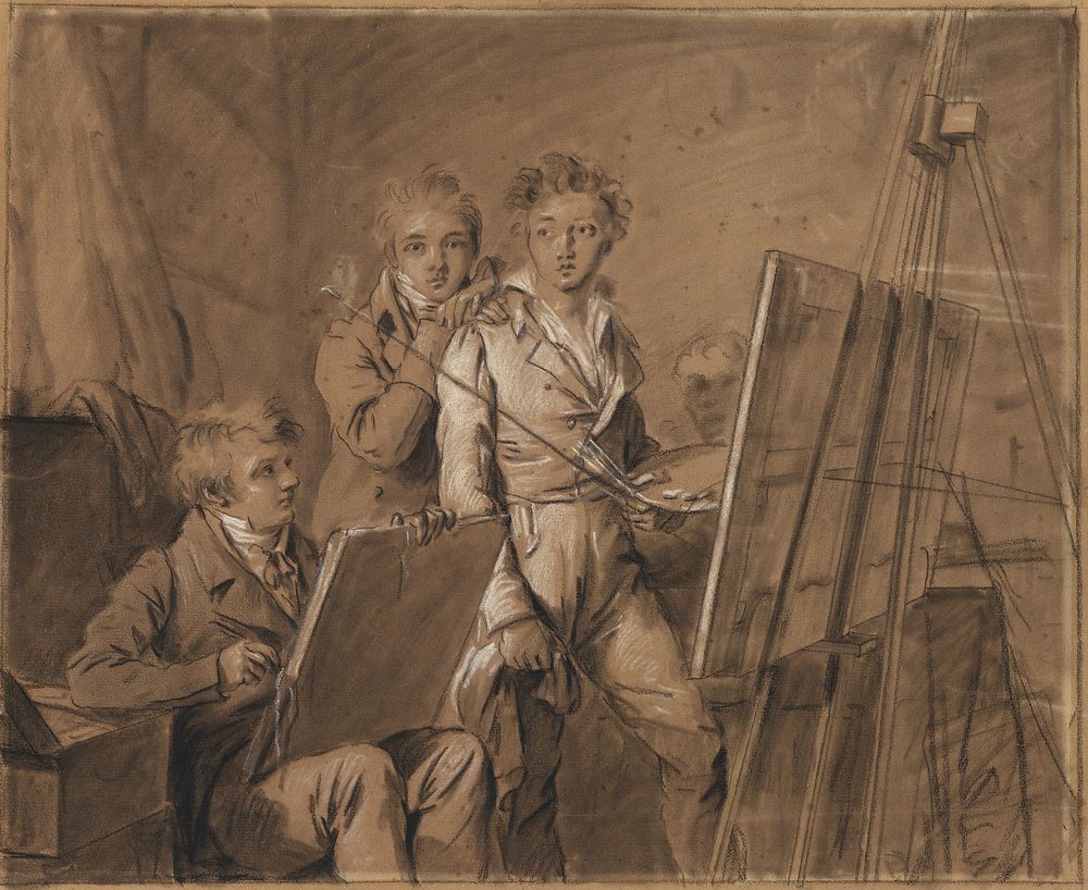 Three Young Artists in a Studio by Louis Léopold Boilly