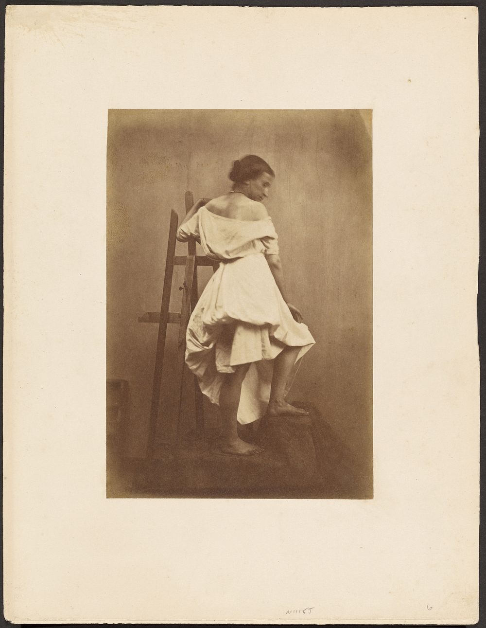 Model in White Dress with Easel by Franck Chavassaigne