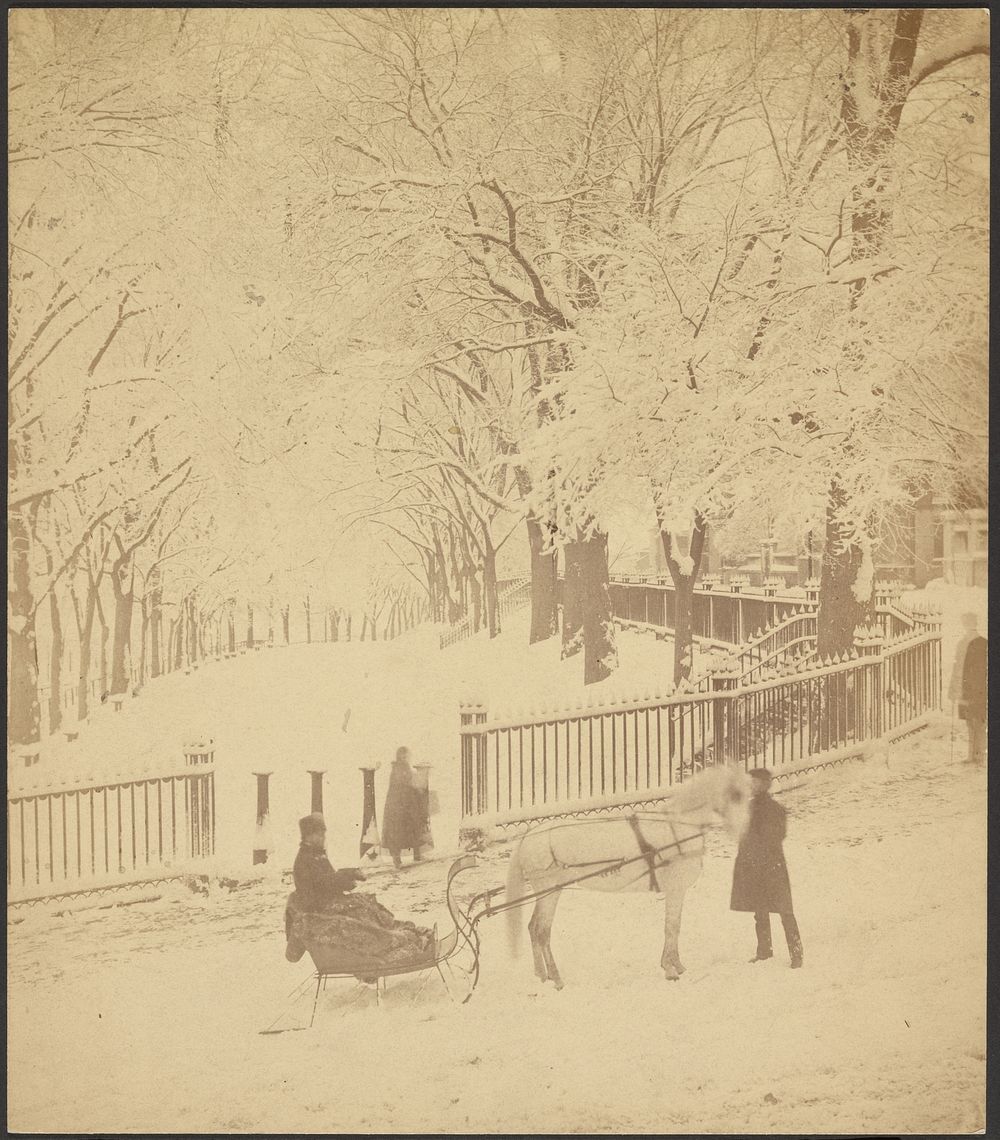 Snow scene on the northeast corner of the Boston Common by Josiah Johnson Hawes