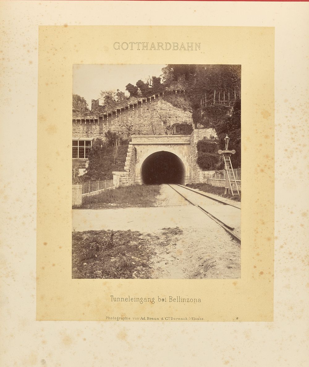Gotthardbahn: Tunneleingang bei Bellinzona by Adolphe Braun and Cie