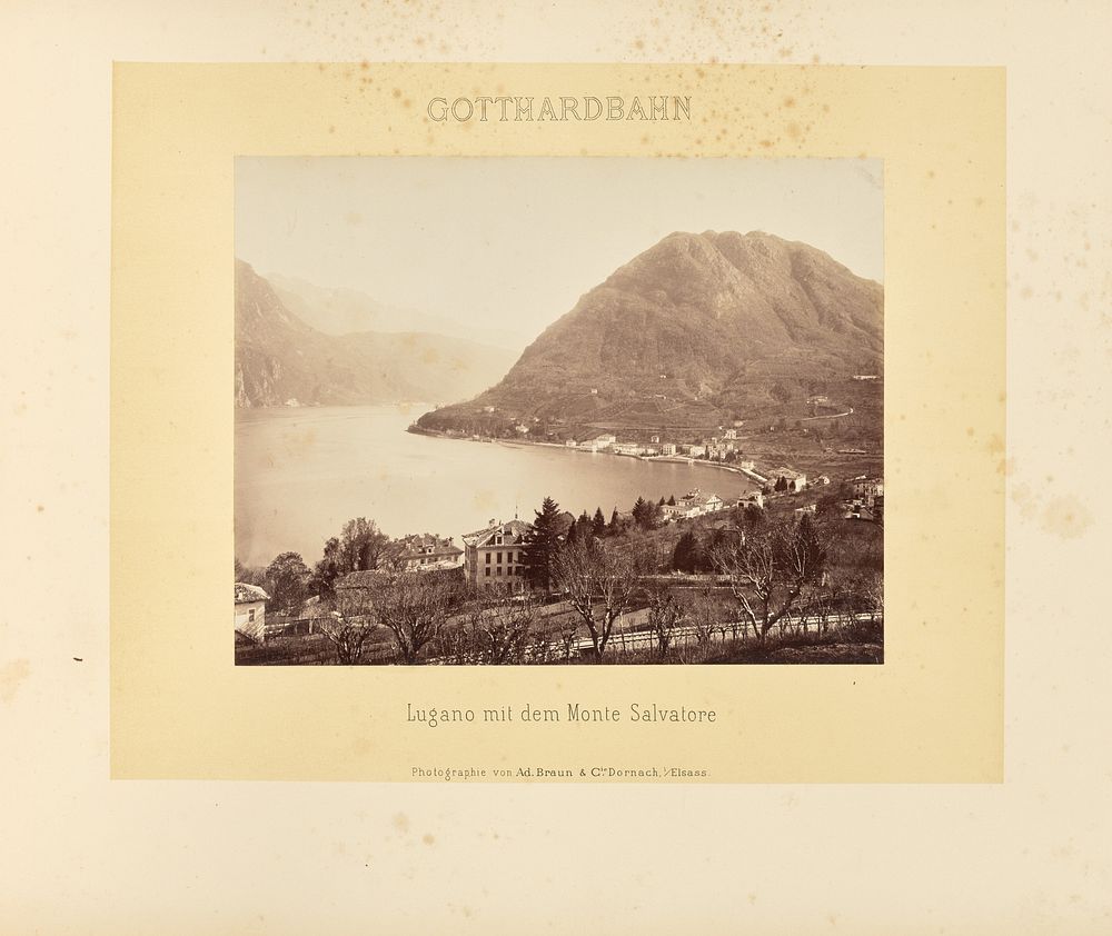 Gotthardbahn: Lugano mit dem Monte Salvatore [sic] by Adolphe Braun and Cie