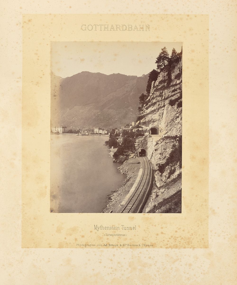 Gotthardbahn: Mythenstein Tunnel (Vierwaldstättersee) by Adolphe Braun and Cie