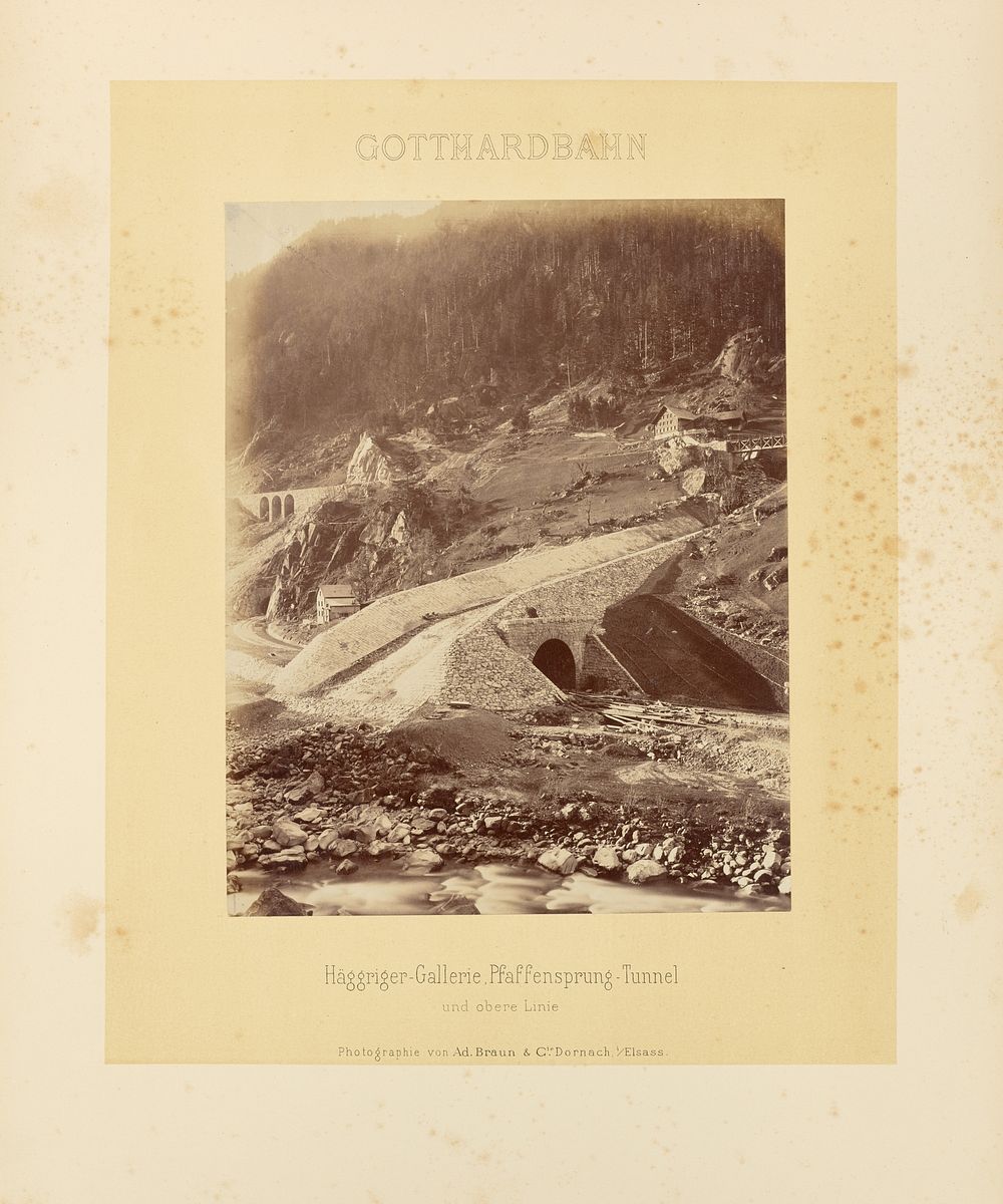Gotthardbahn: Häggriger-Gallerie, Pfaffensprung-Tunnel und obere Linie by Adolphe Braun and Cie
