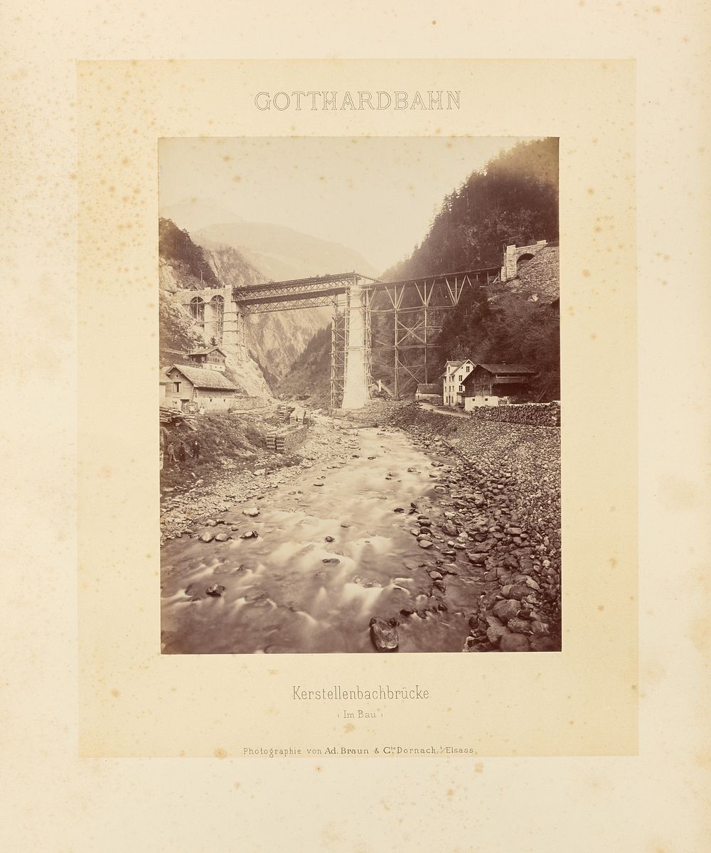 Gotthardbahn: Kerstellenbachbrücke (Im Bau) by Adolphe Braun and Cie
