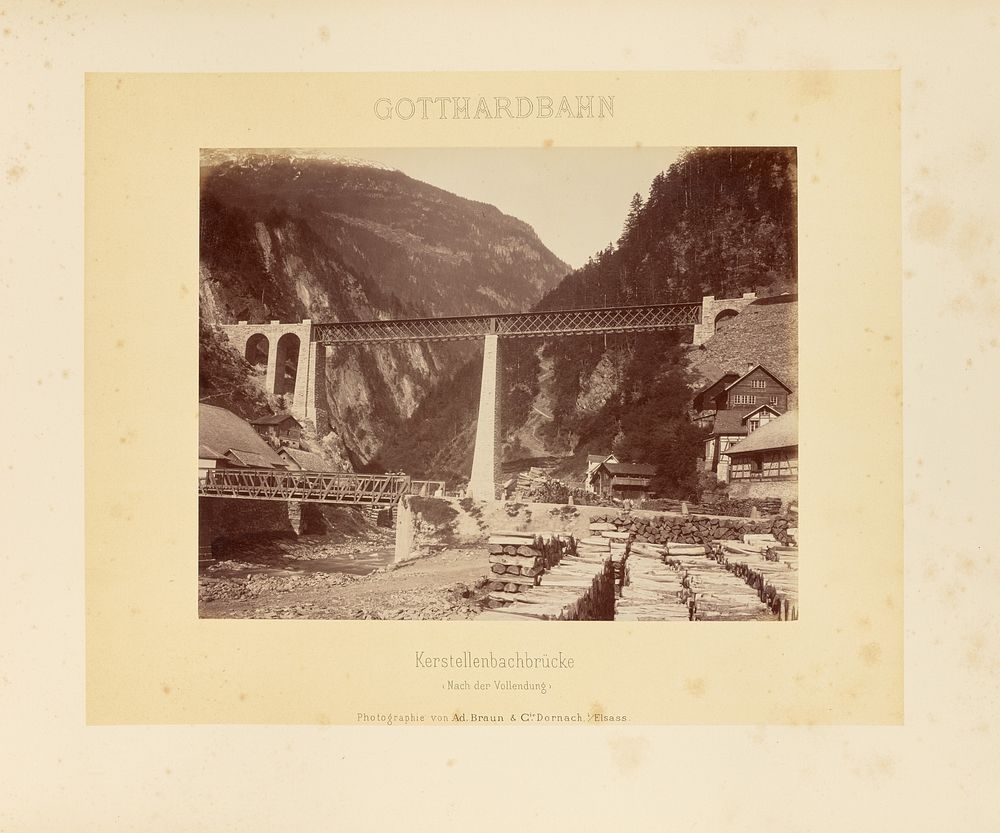 Gotthardbahn: Kerstellenbachbrücke (Nach der Vollendung) by Adolphe Braun and Cie