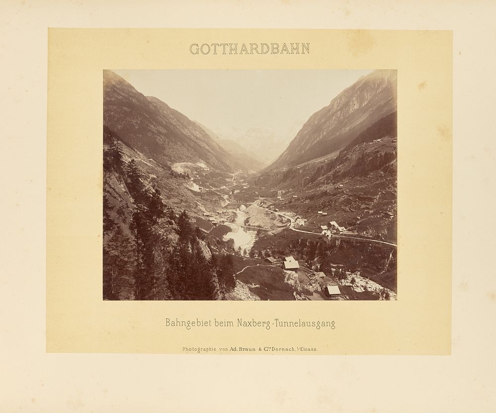 Gotthardbahn: Bahngebiet beim Naxberg-Tunnelausgang by Adolphe Braun and Cie