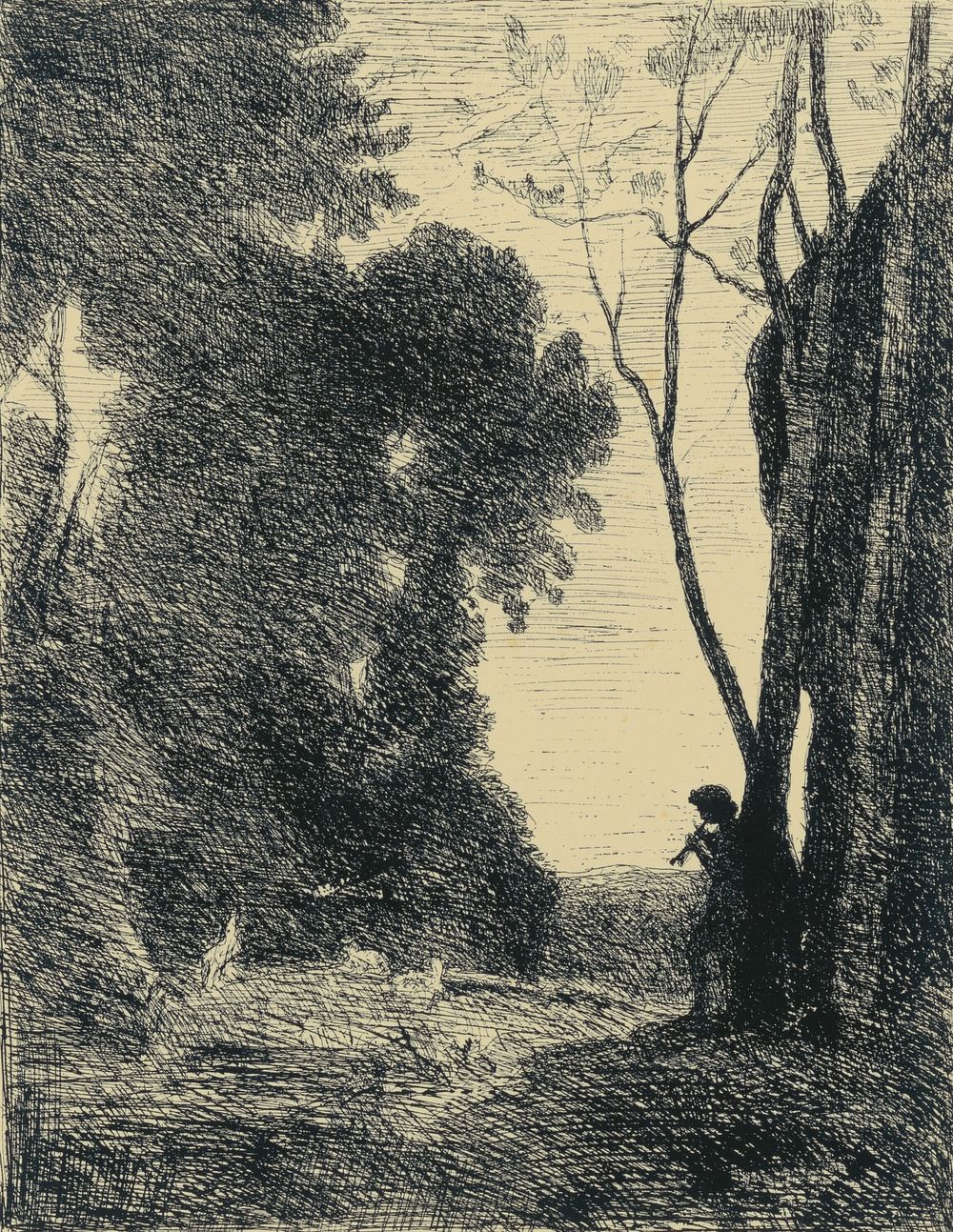 Le Petit Berger, 2em Planche by Jean Baptiste Camille Corot