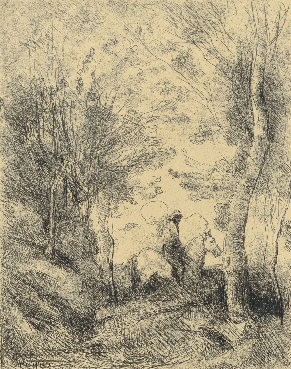 Le Grand Cavalier Sous Bois by Jean Baptiste Camille Corot