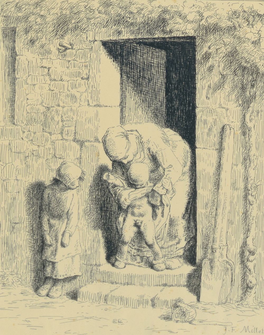 La Précaution Maternelle by Jean François Millet