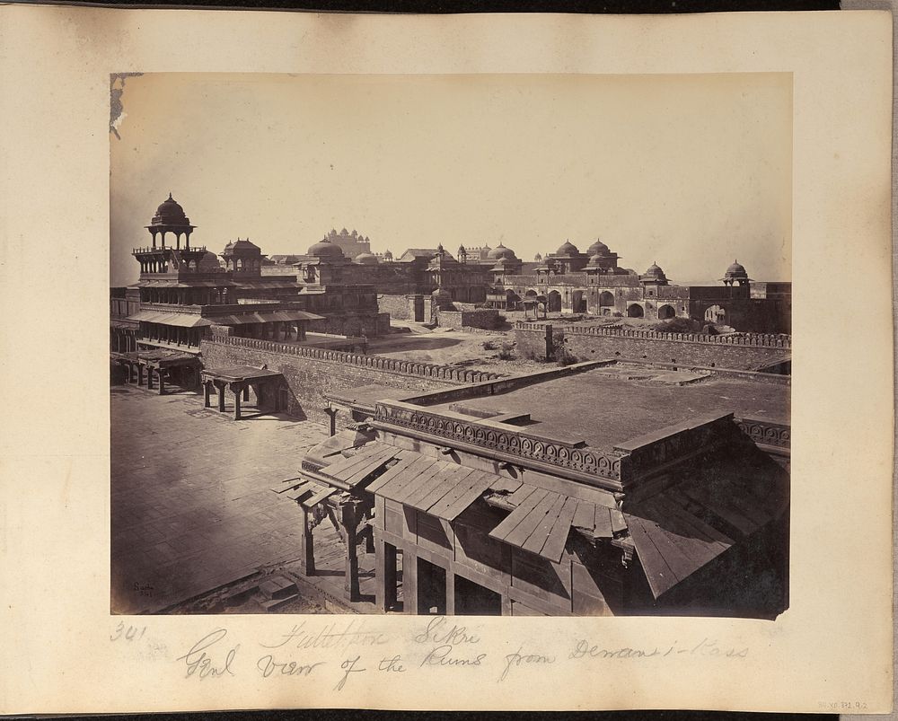 Futtehpore Sikri. General View of the Ruins from Dewan-i-Kass by John Edward Saché