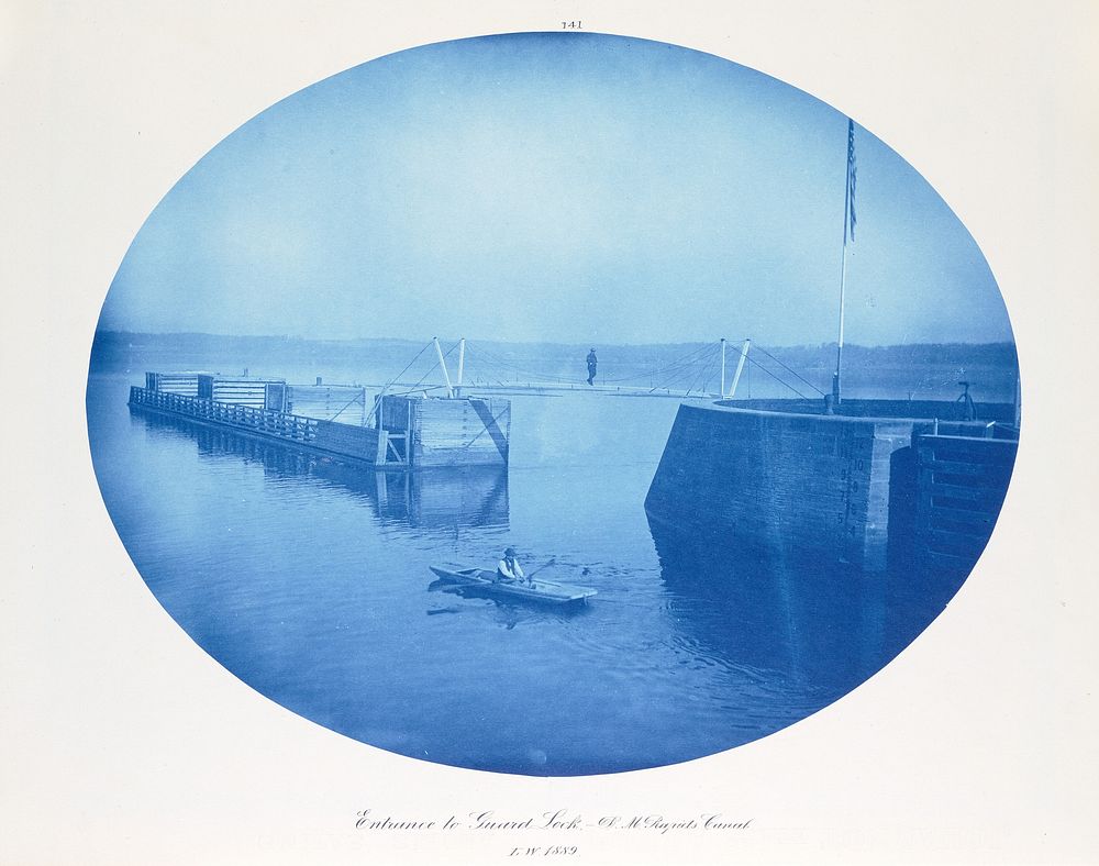 Entrance to Guard Lock, - D.M. Rapids Canal, L[ow] W[ater] by Henry P Bosse