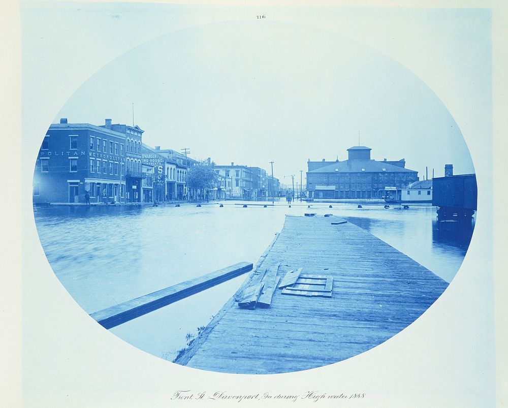 Front Street -  Davenport, Iowa, During High Water by Henry P Bosse