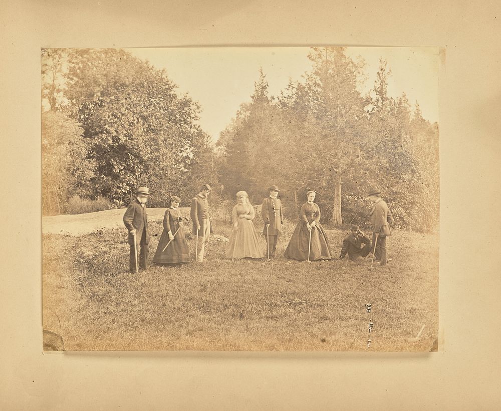 Group portrait with croquet mallets by Alfred Booth and Thomas E Jevons