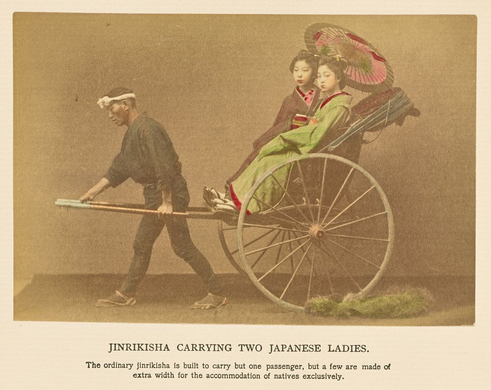 Jinrikisha Carrying Two Japanese Ladies by Kazumasa Ogawa