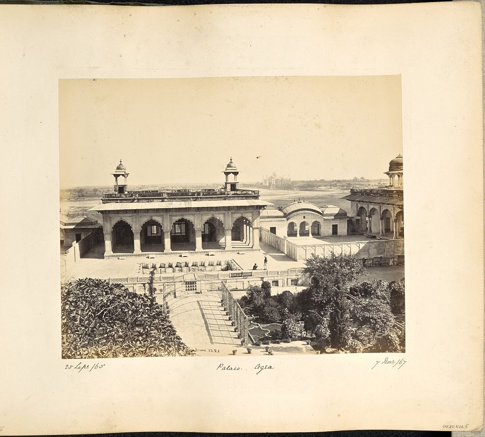 Agra; The Fort, the Palace of Akbar with the Taj in the distance by Samuel Bourne