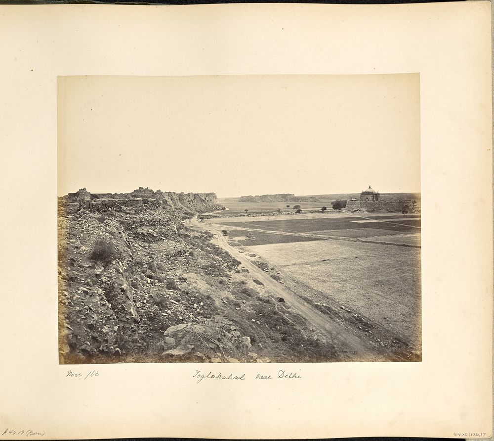 Delhi; Ruins of the Fort of Toghlukabad, distant view, inculding the mausoleum by Samuel Bourne