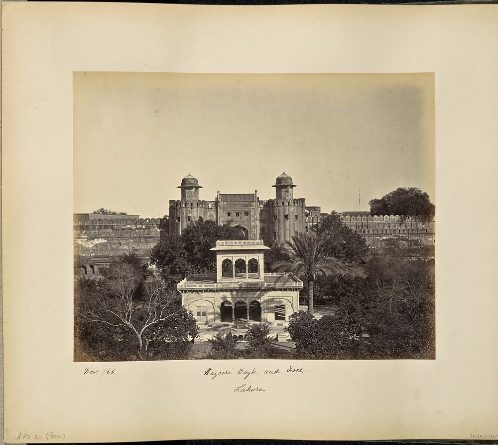 Lahore; Huzoori Bagh and Fort by Samuel Bourne