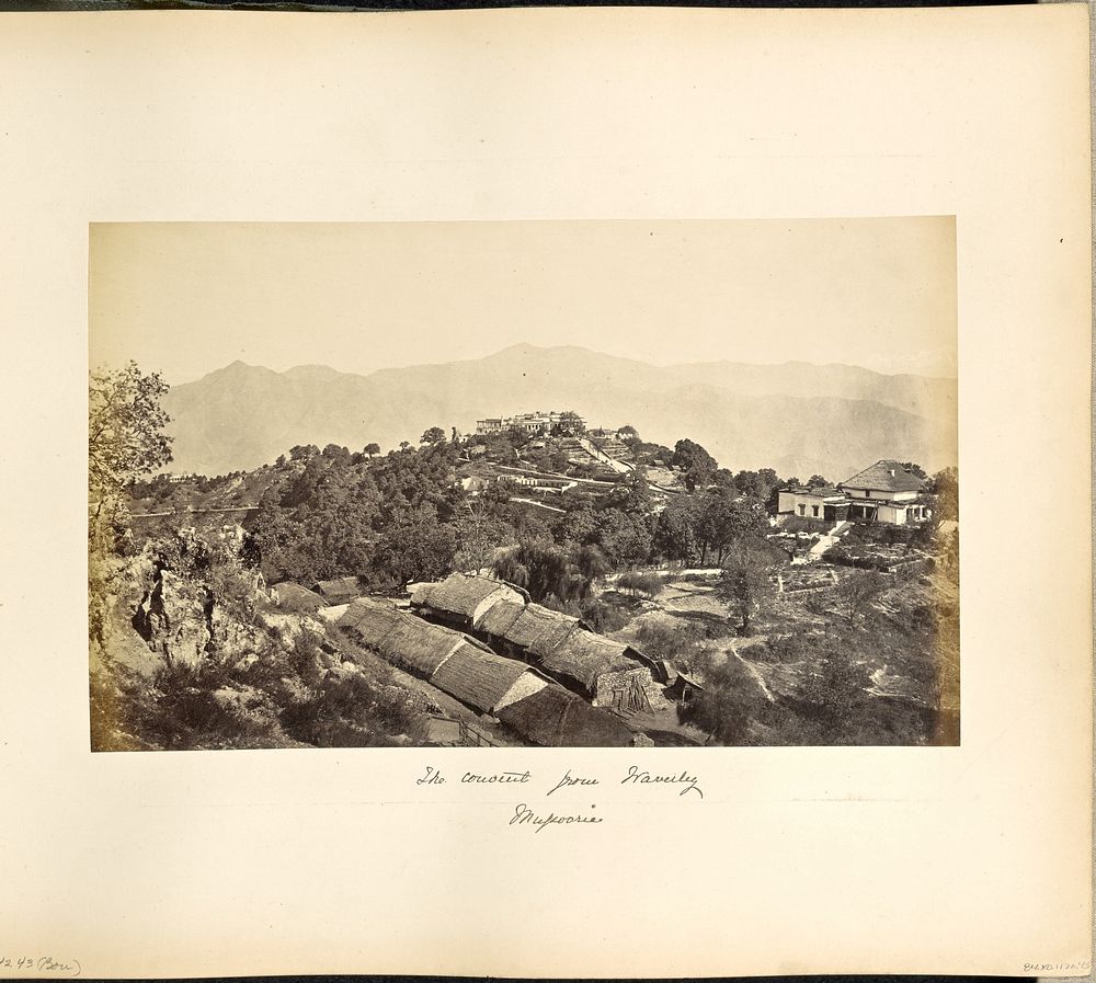 Mussoorie; The Convent, etc, from Waverly Hill, snowy range in the distance by Samuel Bourne