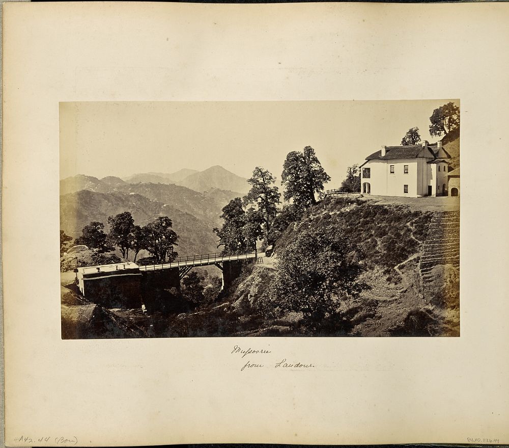 Mussoorie; Bridge and Barrack near the cantonment Church by Samuel Bourne