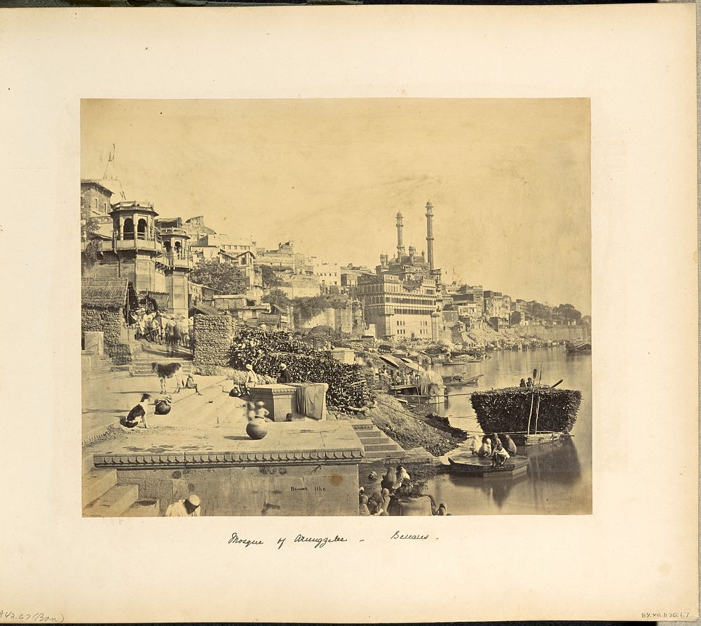 Benares; The Great Mosque of Arungzebe, and adjoining ghats by Samuel Bourne