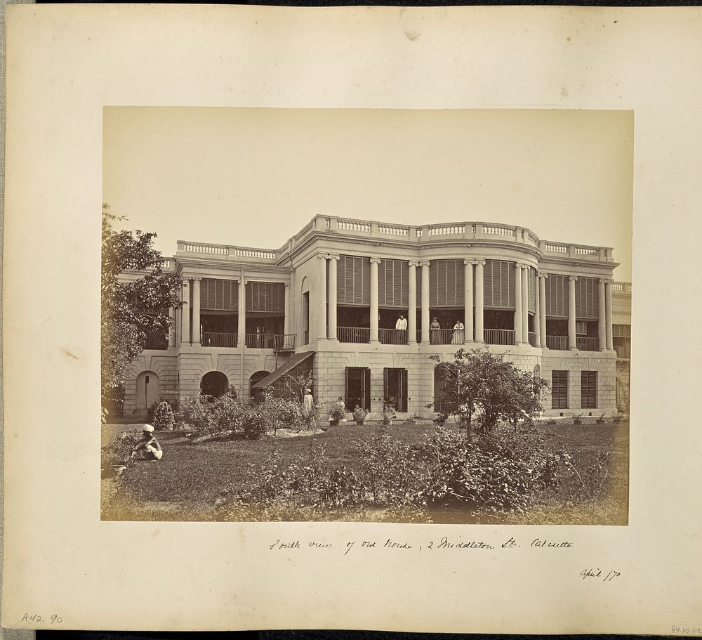 South view of our house, 2 Middleton Street, Calcutta