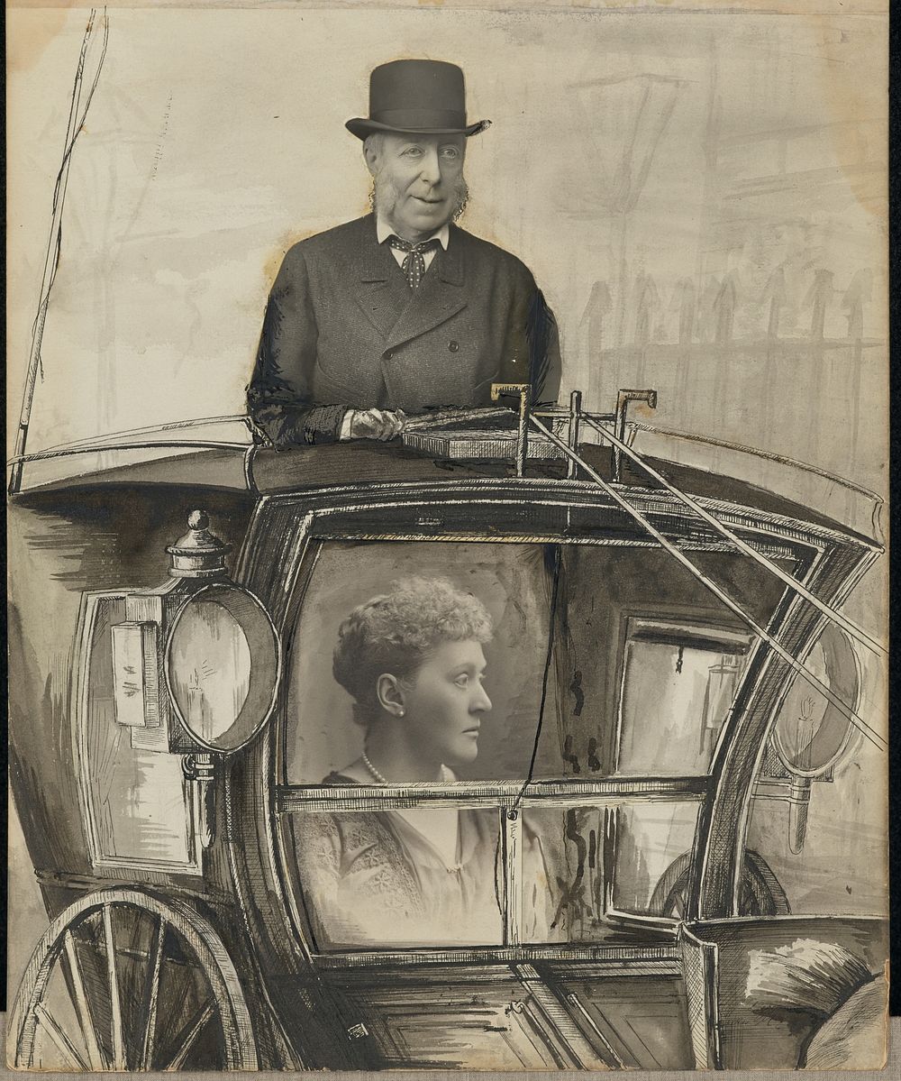 Woman in a carriage with her driver