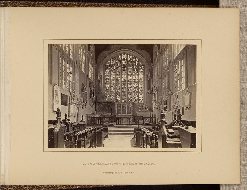 Stratford-on-Avon Church, interior of the chancel by Francis Bedford