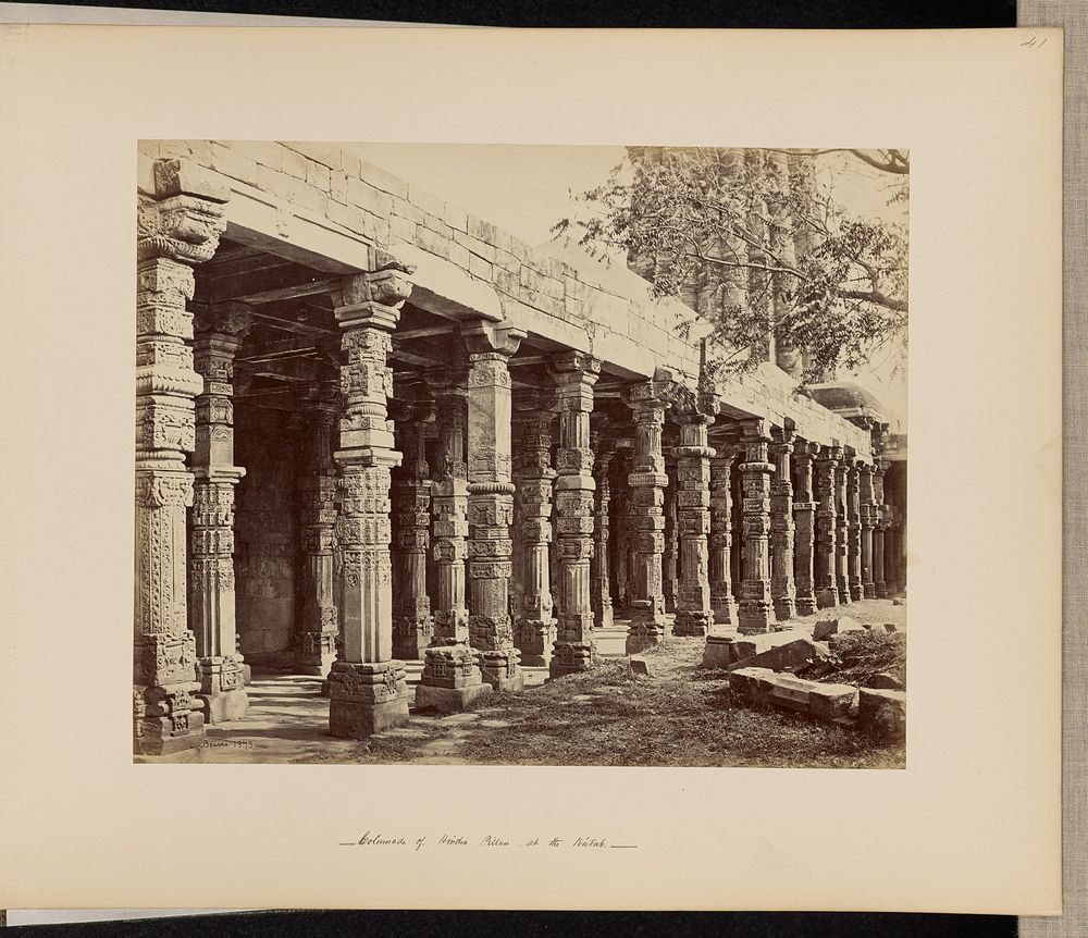 Delhi; Colonnade of Hindoo Pillars at the Kutub Minar, East Side by Samuel Bourne
