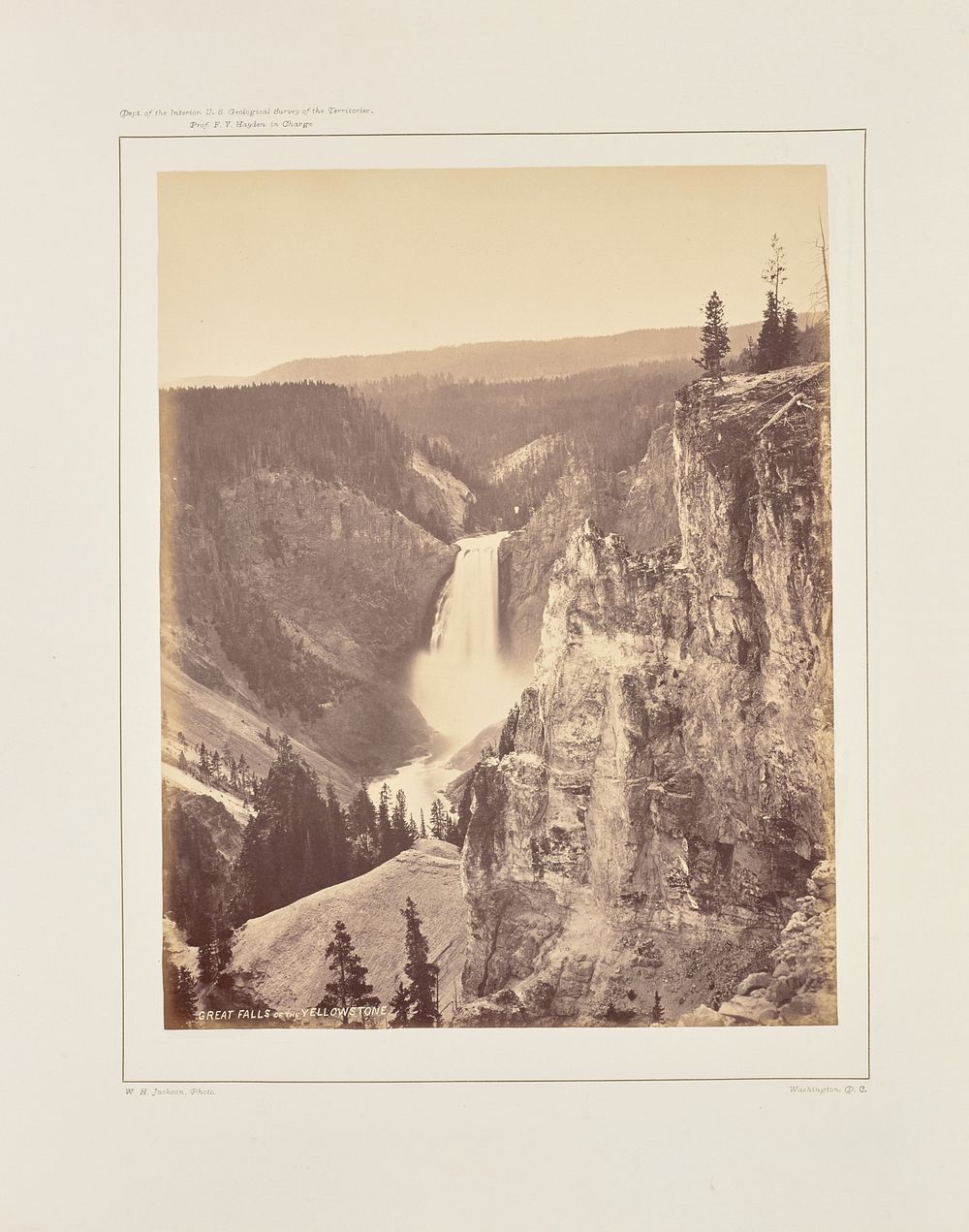 Lower Falls of the Yellowstone, Distant View by William Henry Jackson
