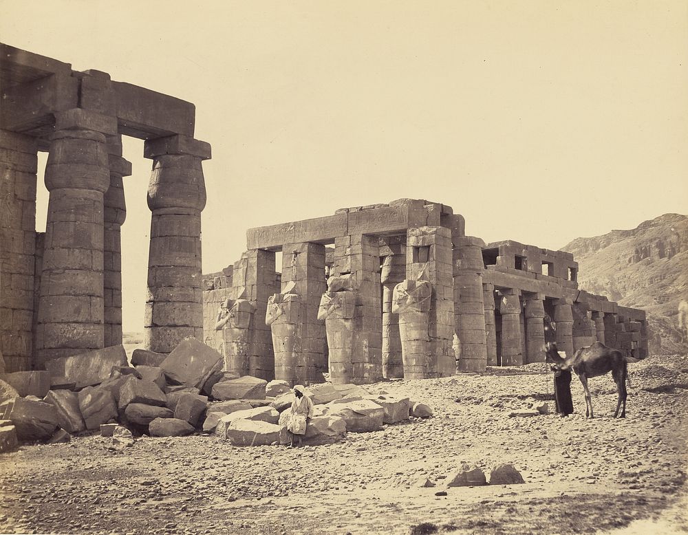 The Ramesseum of El-Kurneh. Thebes. Second view by Francis Frith