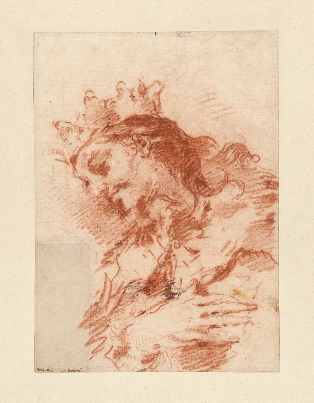 Half Length Figure of a Magi (verso: A Seated Ruler Half-Length Carrying a Scepter) by Giovanni Antonio Guardi