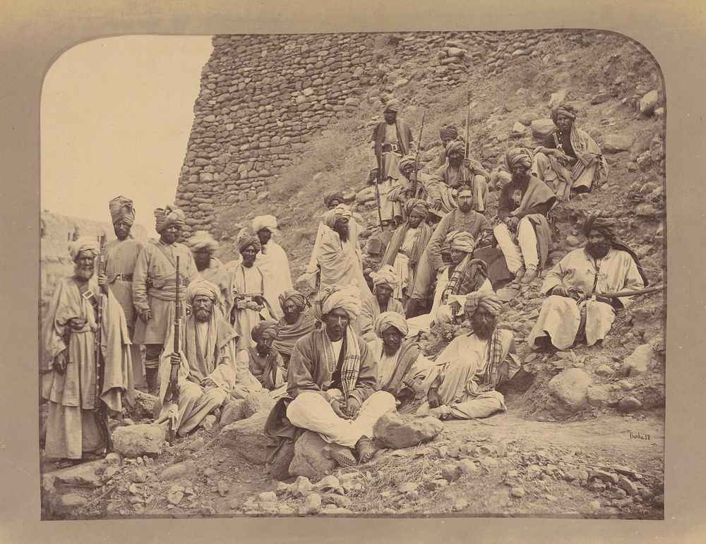 Khyber Chiefs and Khans with Captain Tucker, Political officer in Jamrood Fort by John Burke
